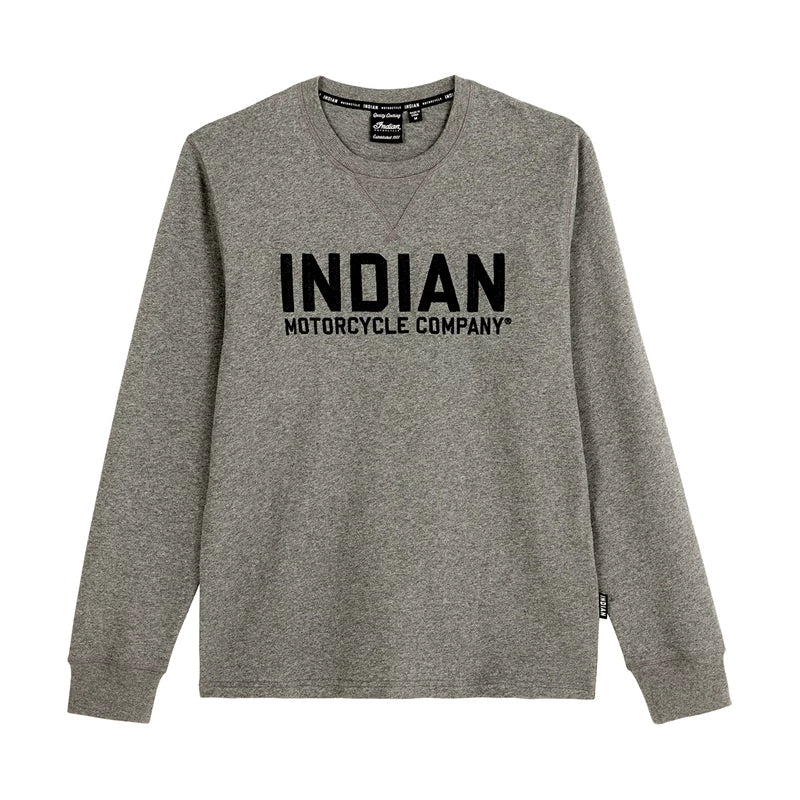 Men's Chain Stitch Emroidery Long Sleeve T-Shirt - Gray