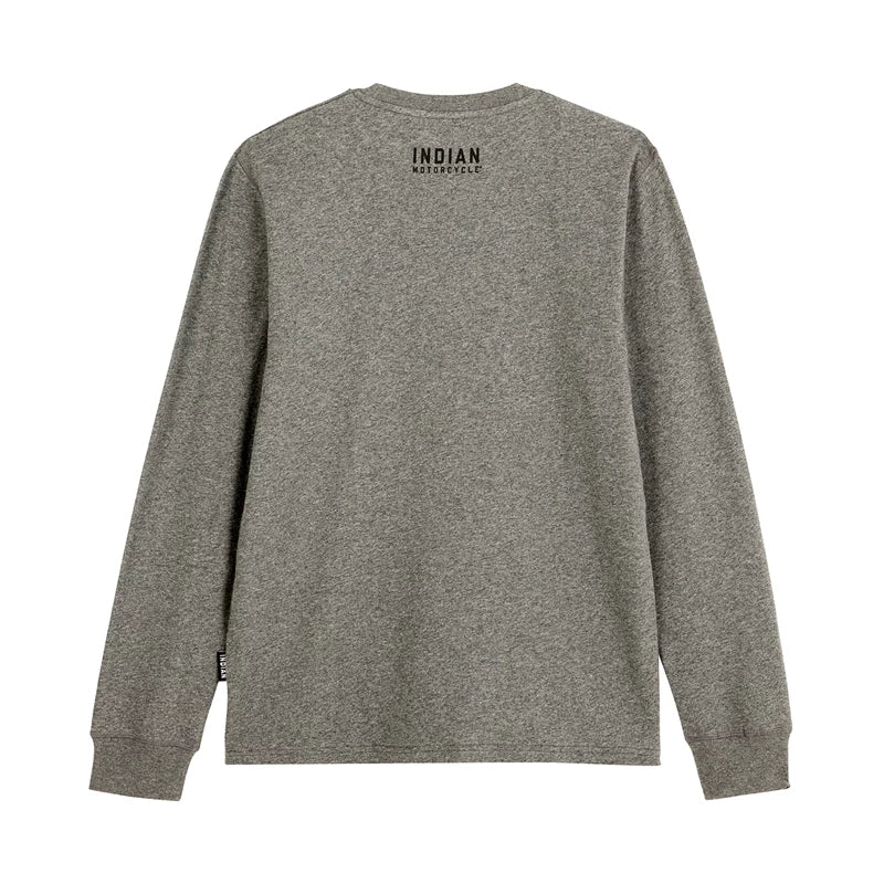Men's Chain Stitch Emroidery Long Sleeve T-Shirt - Gray