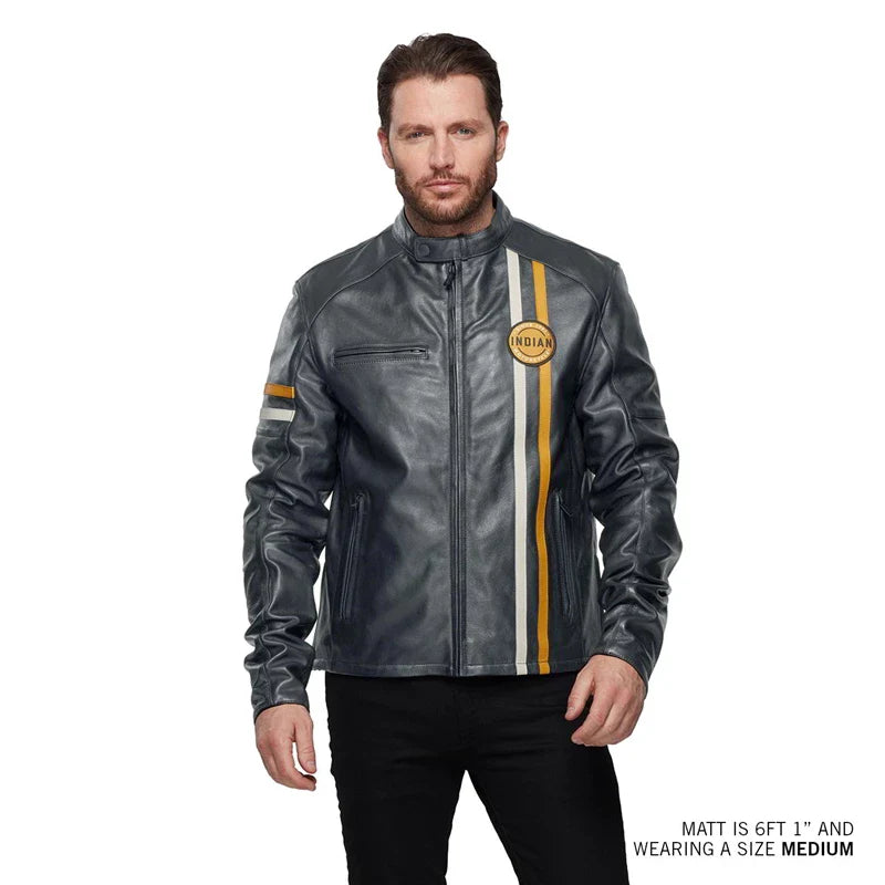 Men's Cafe Leather Jacket - Black