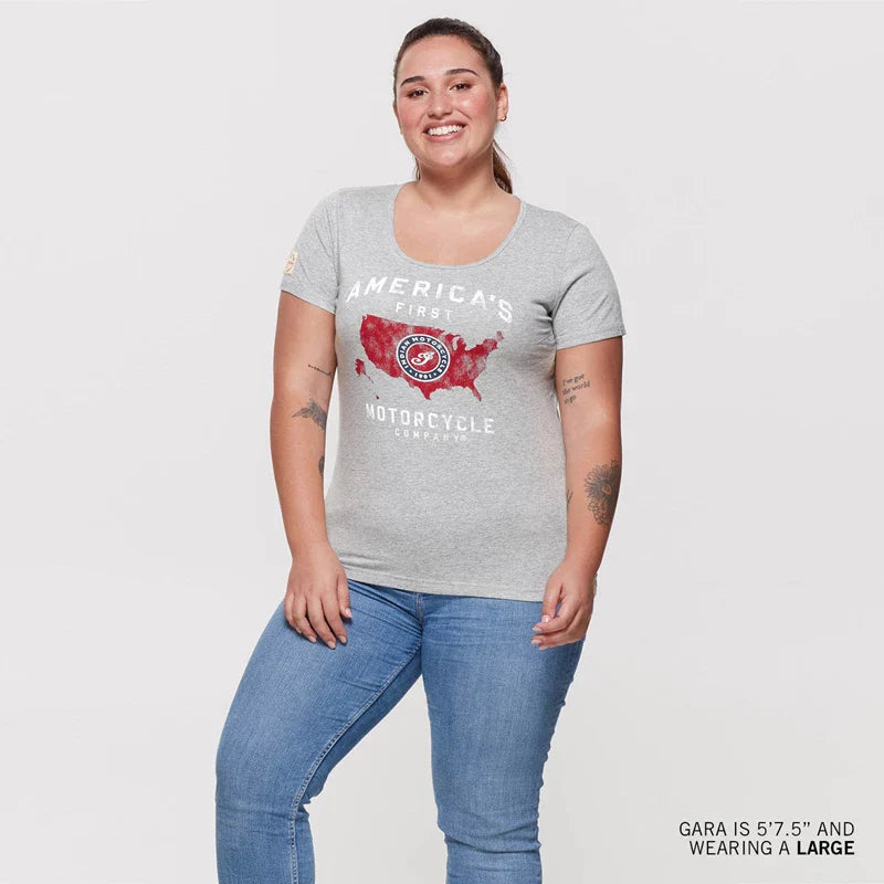 WOMENS CONTINENTAL TEE, GRAY