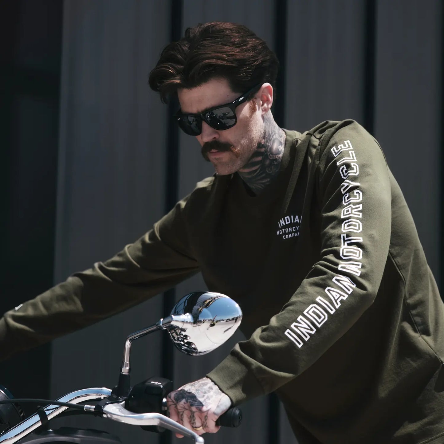 Men's Logo Sleeve Printed Long Sleeve T-Shirt, Green