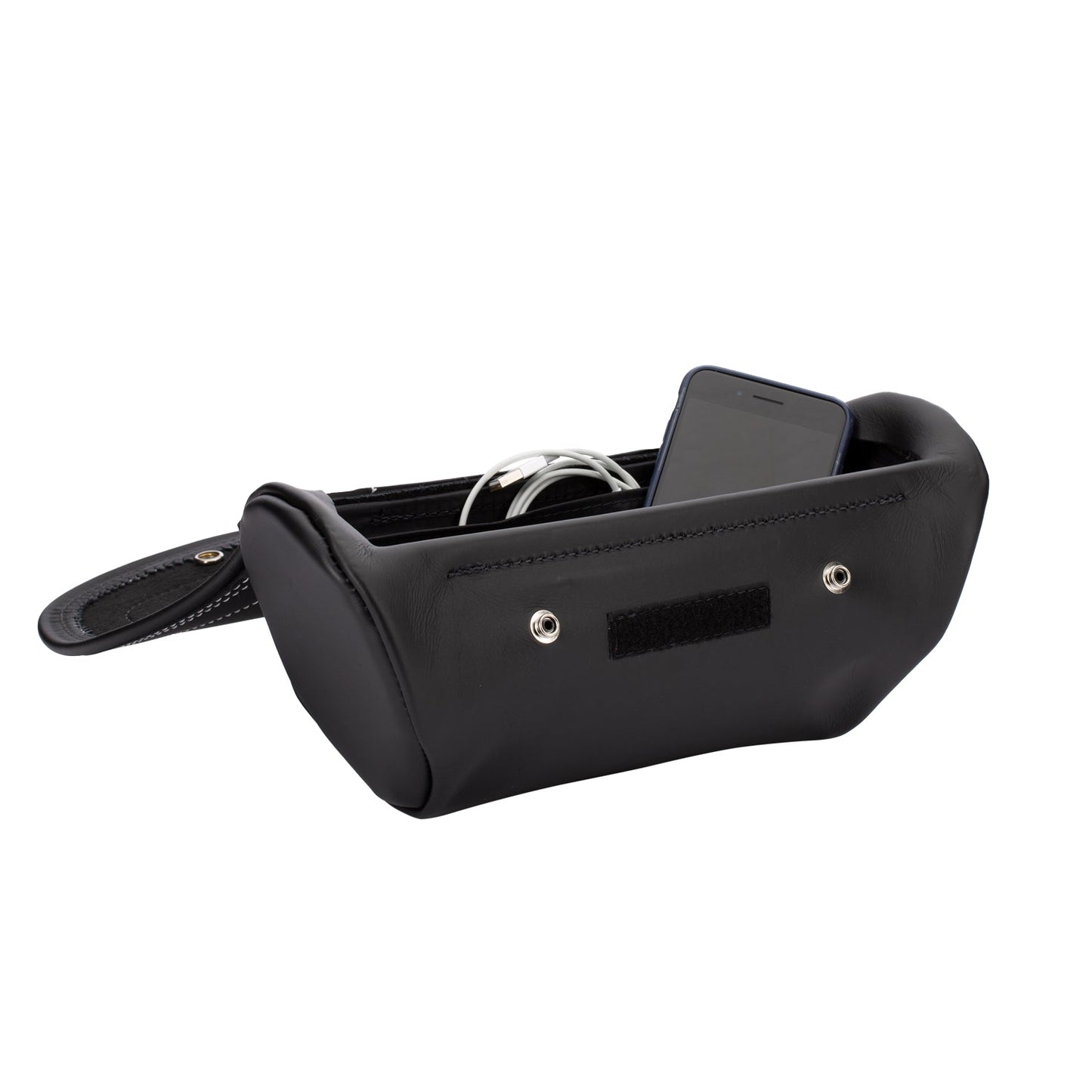 Genuine Leather Handlebar Bag - Black