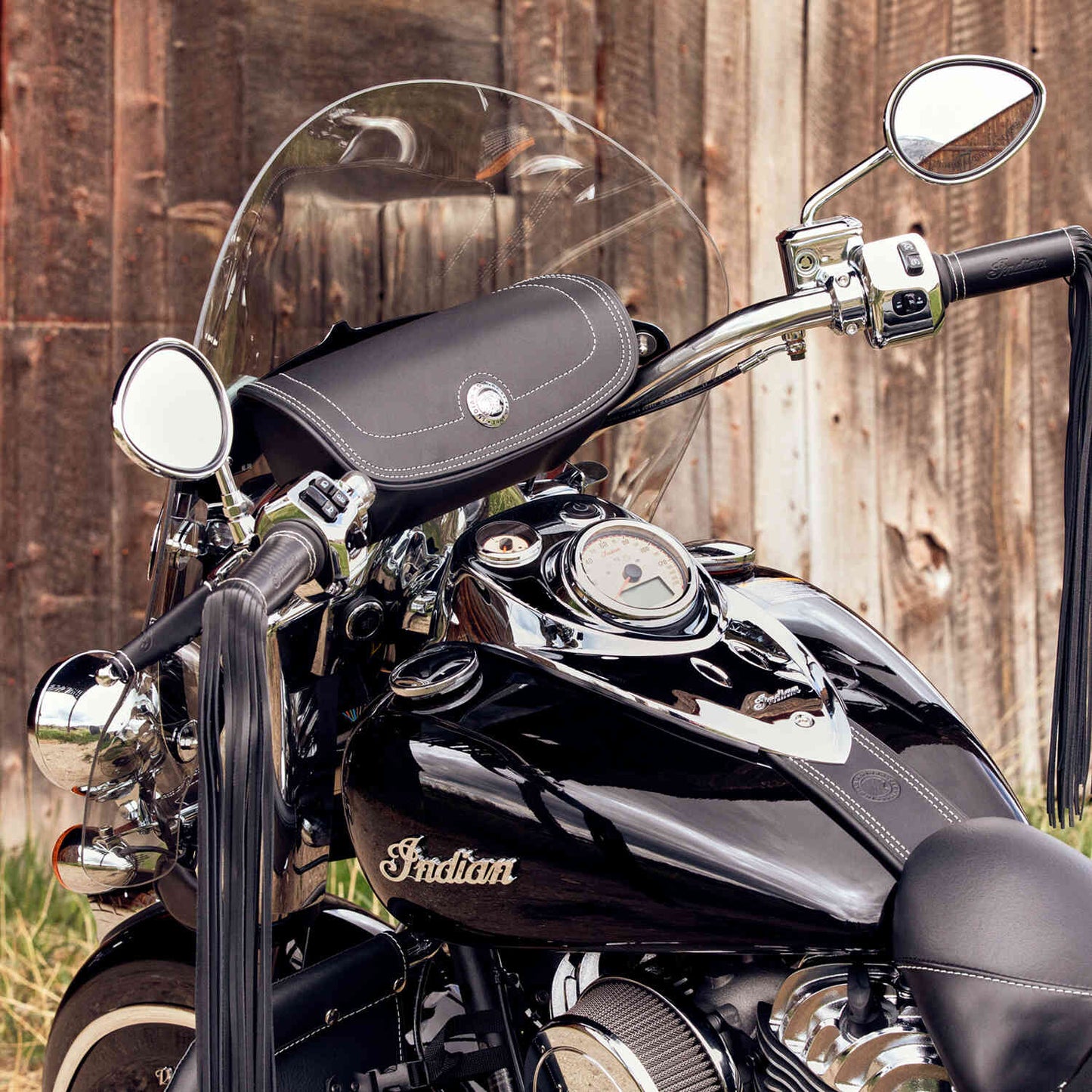 Genuine Leather Handlebar Bag - Black