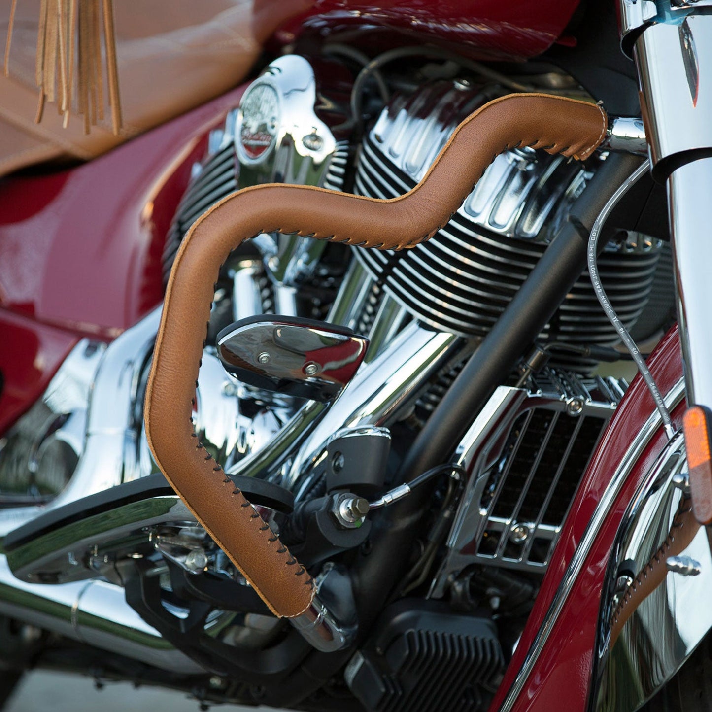 Genuine Leather Mustache Highway Bar Wraps, Pair -Desert Tan