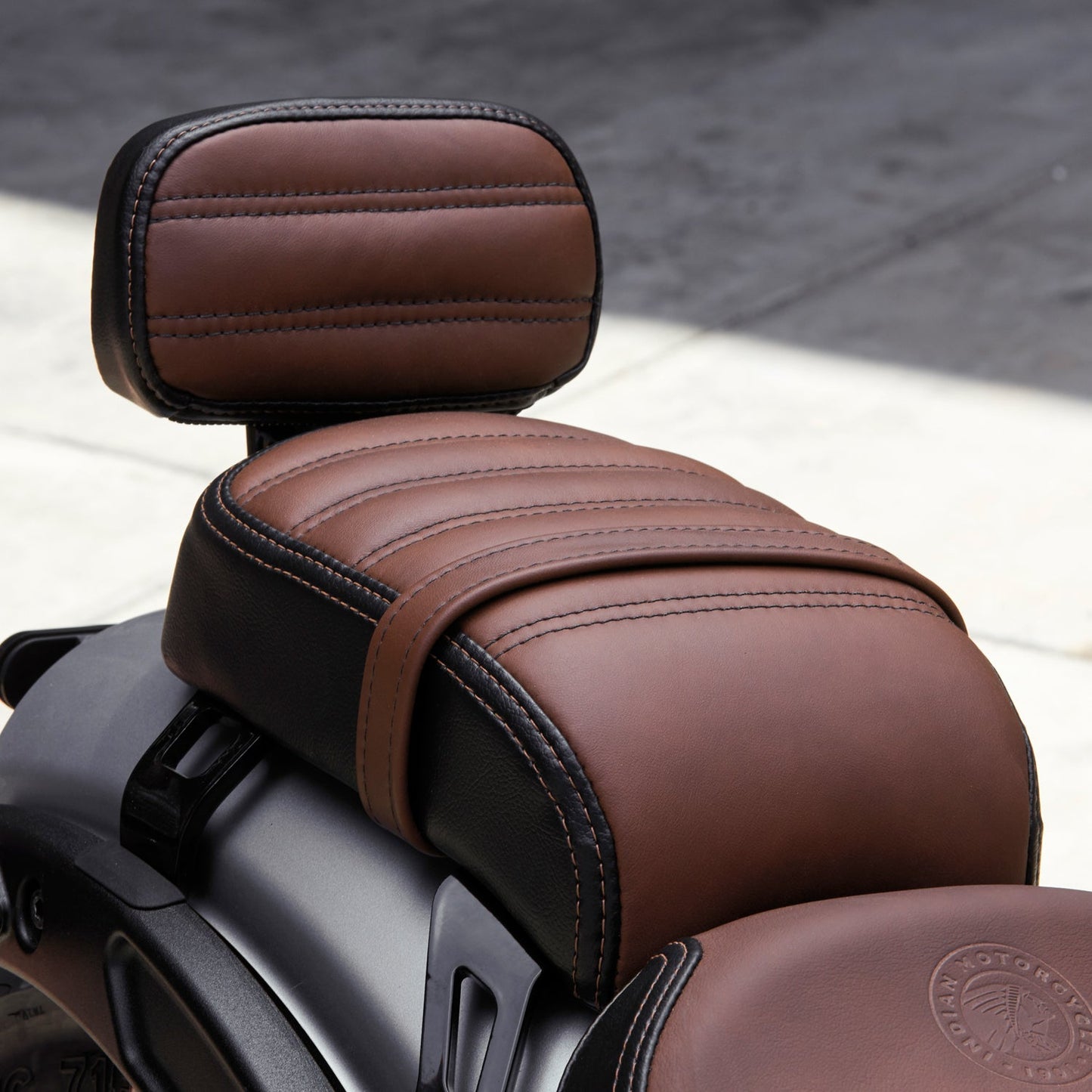 Genuine Leather Passenger Seat with Sissy Bar -Brown