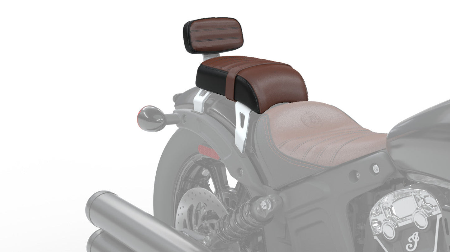 Genuine Leather Passenger Seat with Sissy Bar -Brown