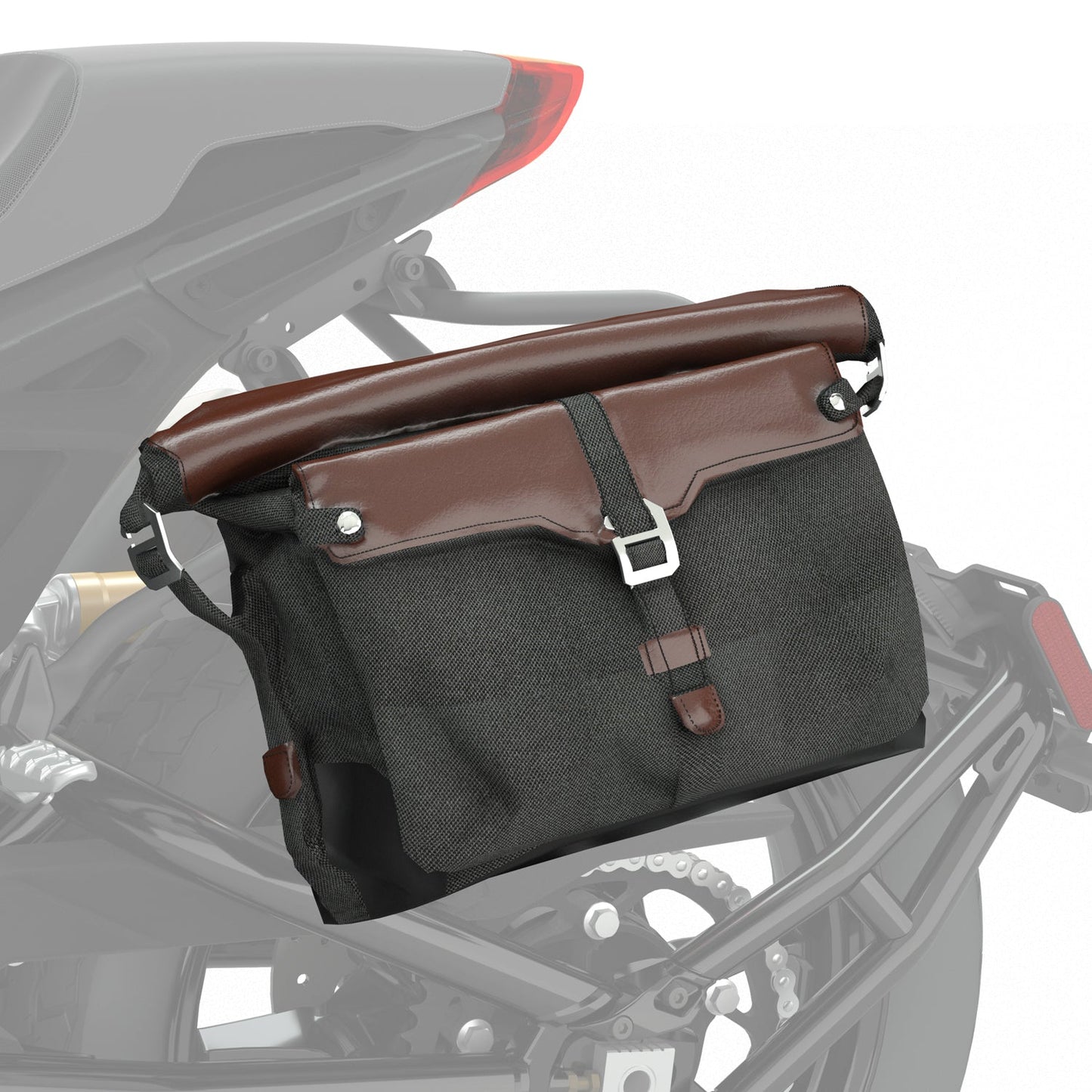 All-Weather Vinyl Messenger Bag with Shoulder Strap -Black/Brown