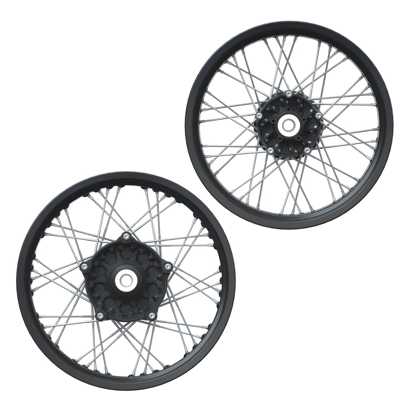 Aluminum 19 in. Front and 18 in. Rear Spoke Wheel Set - Black