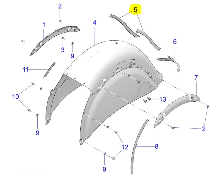 Rear Right Hand Fender Trim -Chrome