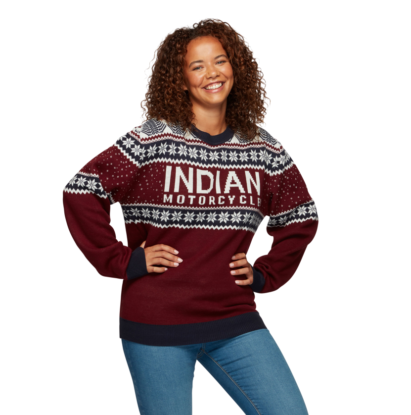 Unisex Red Indian Motorcycle Holiday Sweater