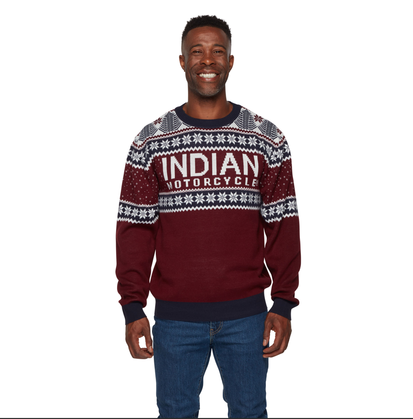 Unisex Red Indian Motorcycle Holiday Sweater