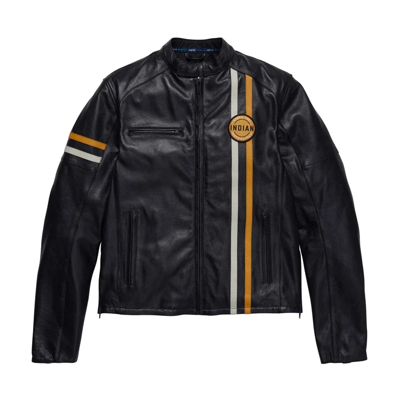 Men's Cafe Leather Jacket - Black