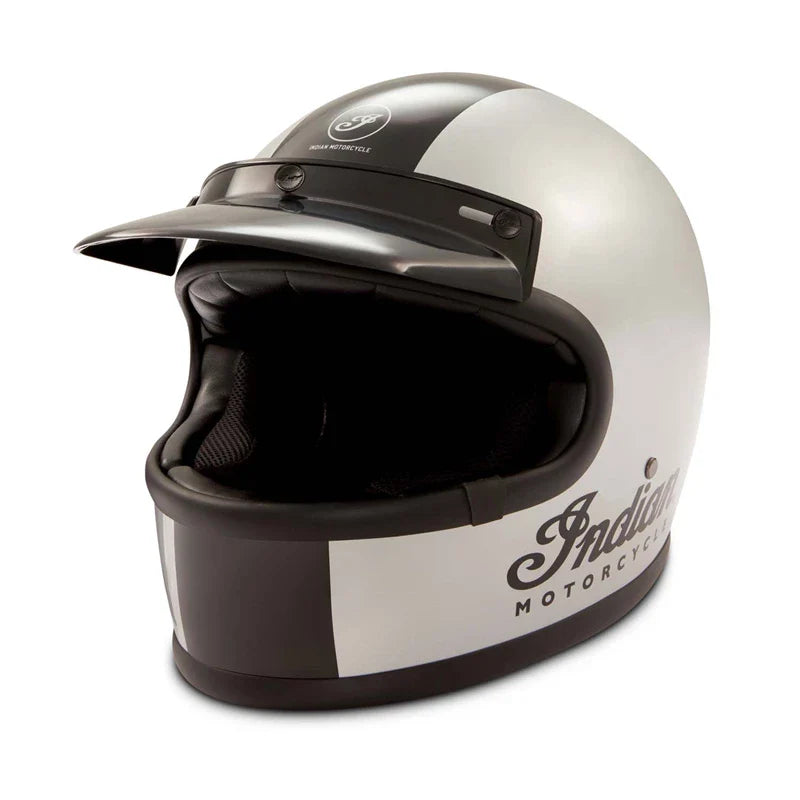 Gloss Stripe Retro Full Face Helmet, Silver