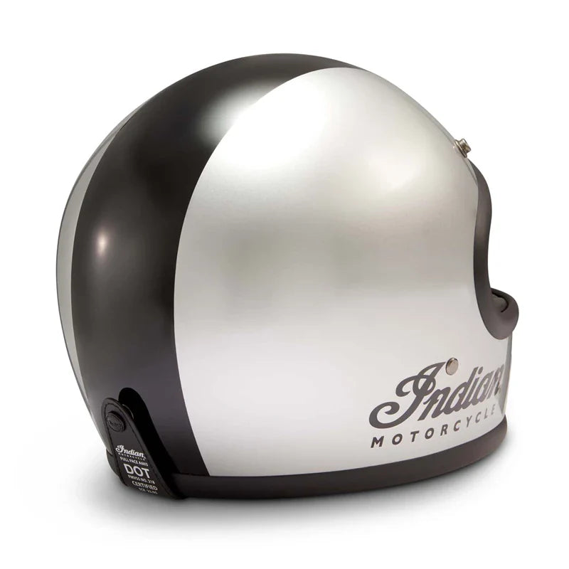 Gloss Stripe Retro Full Face Helmet, Silver