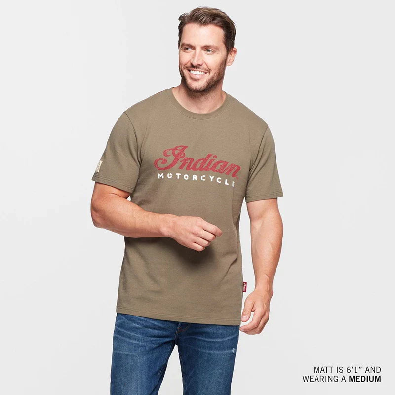 Men's 2 Color Script T-Shirt - Khaki