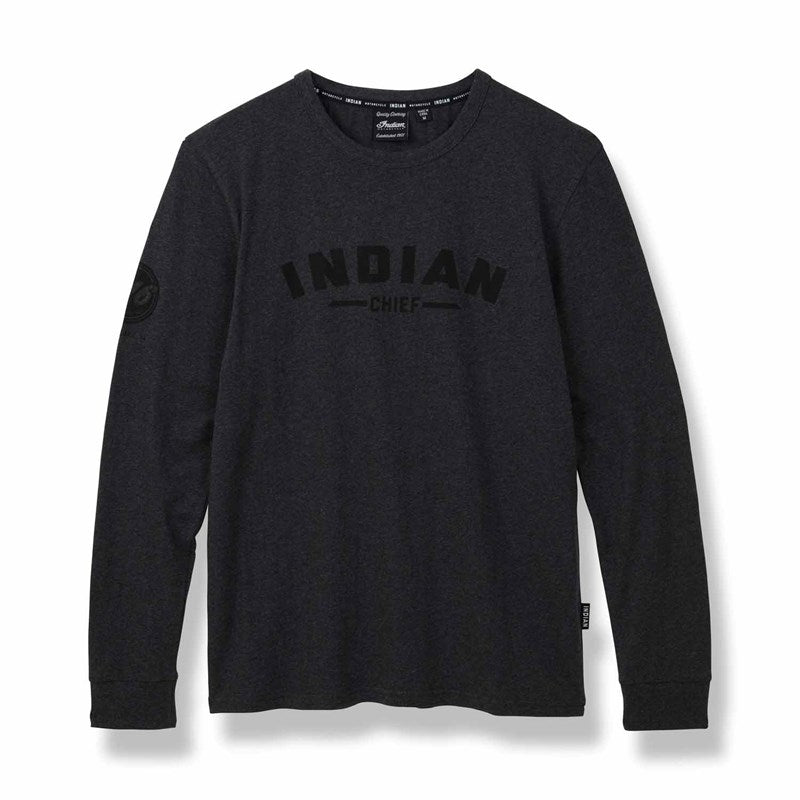 Men's Chief Long Sleeve Logo T-Shirt -Charcoal