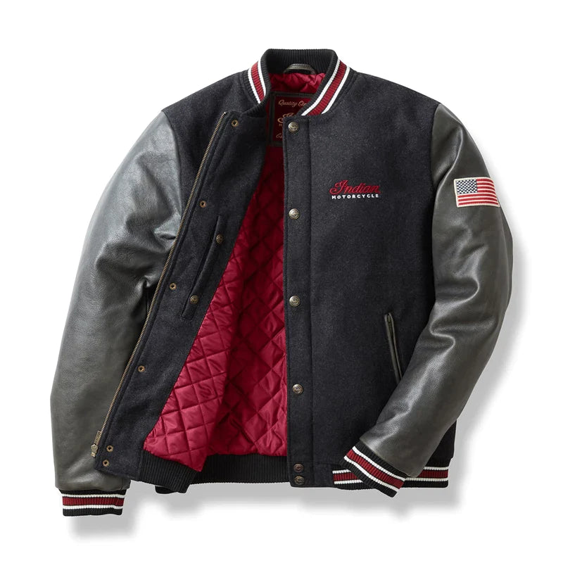 Men's Varsity Bomber Jacket - Black