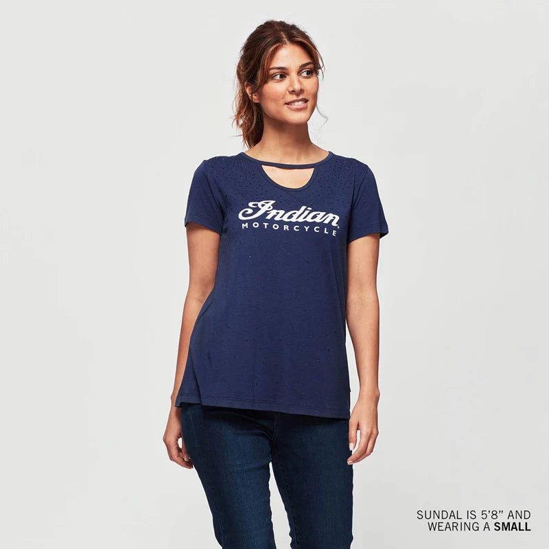 WOMENS ALL OVER STONE TEE, NAVY