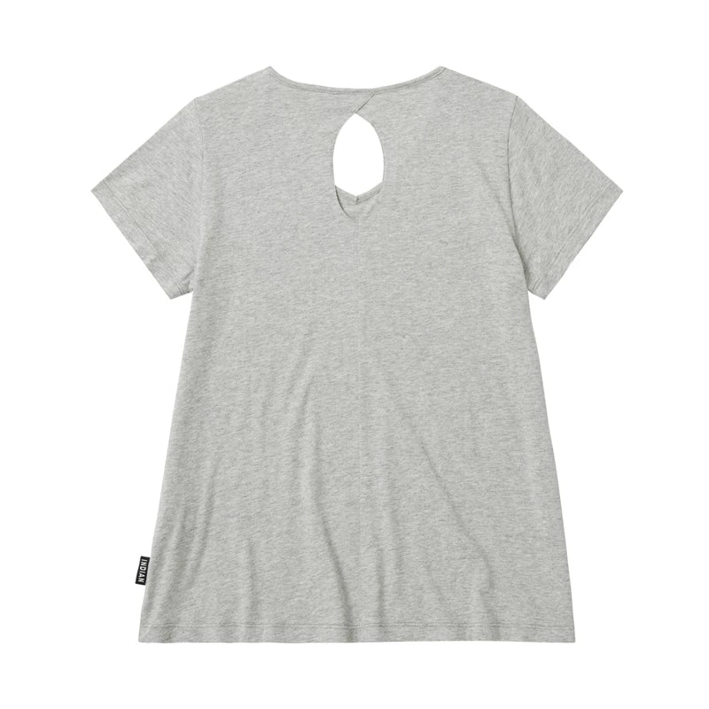 WOMENS OPEN BACK TEE, GREY