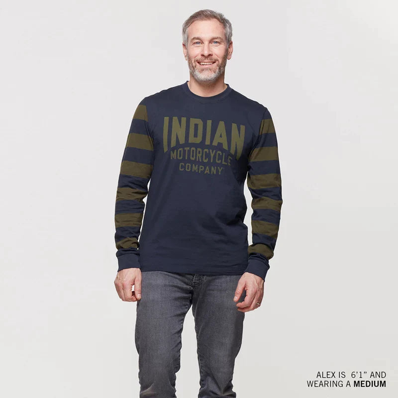 Men's Sleeve Stripe Long Sleeve Tee, Navy