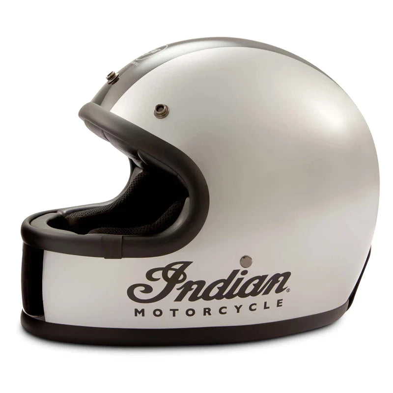 Gloss Stripe Retro Full Face Helmet, Silver